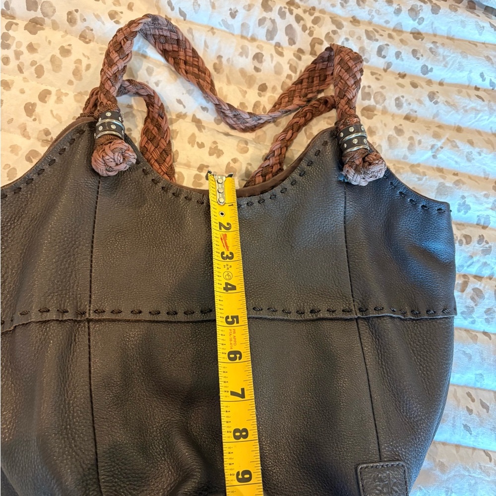 The Sak Brand Brown Leather Slouchy Tote Bag with Braided Handles - Picture 9 of 13
